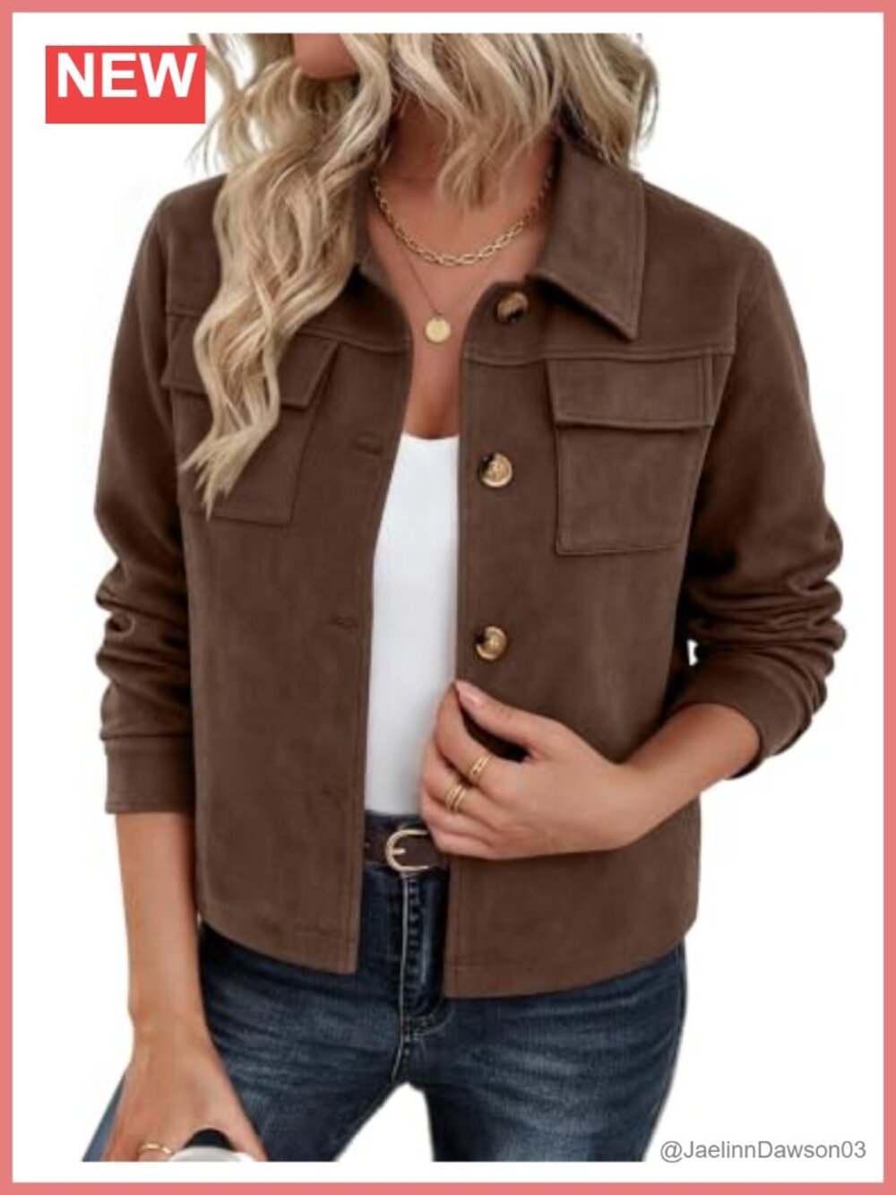 Faux Suede Cropped Jacket Button Down Shacket Fall Casual Coat